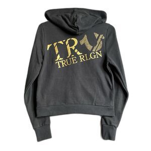 True Religion Hoodie Sweatshirt Womens Medium Core Jeans Buddha Full Zip Up Y2K